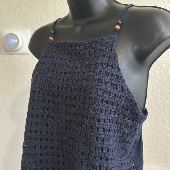 Love On A Hanger Navy Blue Crochet Halter Top Size M New Without Tags - Picture 3 of 8